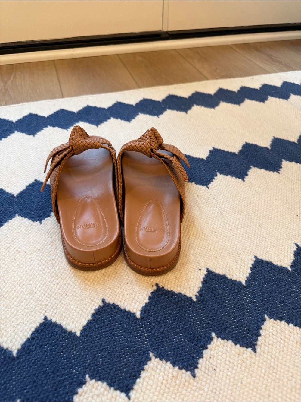 Alexandre Birman Cognac Braided Leather Slide Sandal - Picture 5 of 9